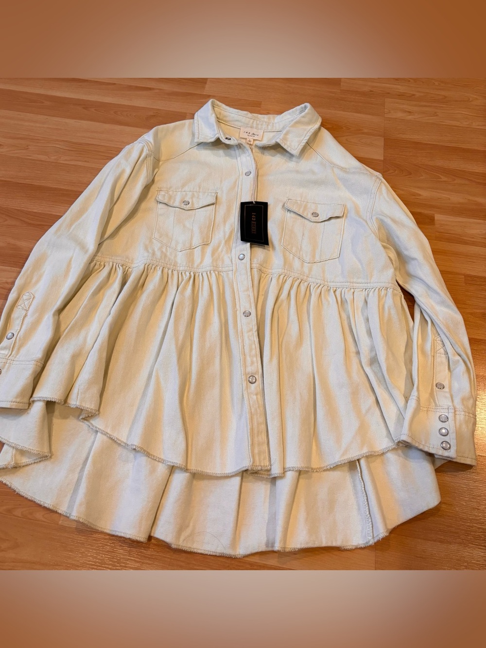 1.4.3. Story by Line Up Cream Peplum/ Babydoll Jacket with Pearl Snaps